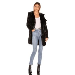 Revolve Jack By BB Dakota Black Shear Factor Faux Fur Coat Small